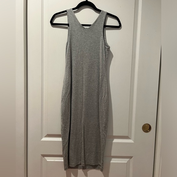 Azoe Stretchable Heathered Gray Fitted Bodycon Midi Dress Size Small - Picture 6 of 8